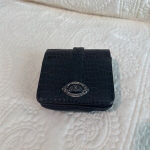 Brighton Black Croc-Embossed Wallet with Silver Accent